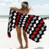 Turkish Beach Towel Oversized Sand Free Beach Towels Blanket - Black and Red Geometric Texture Super Absorbent Quick Dry Microfiber Pool Towels Soft Gym Travel Picnic Bath Towels for Kid Adults view 2