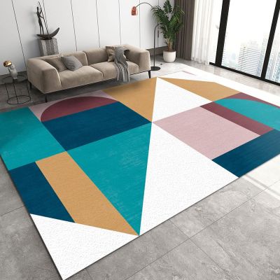 Abstract Colorful Geometric Pattern Area Rug, Retro Medieval Style Indoor Non-Slip Kids Rugs, Machine Washable Breathable Durable Carpet for Front Entrance Floor Decor-2x6ft