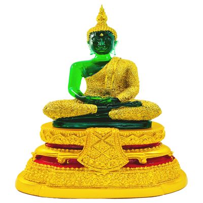 BUDDHO Emerald Buddha Statue Rainy 11" H. Meditation Thai Buddha Statue Room Decor Home Decor Buddha Statue for Home Small Gift Office Gift Sculpture Figurines