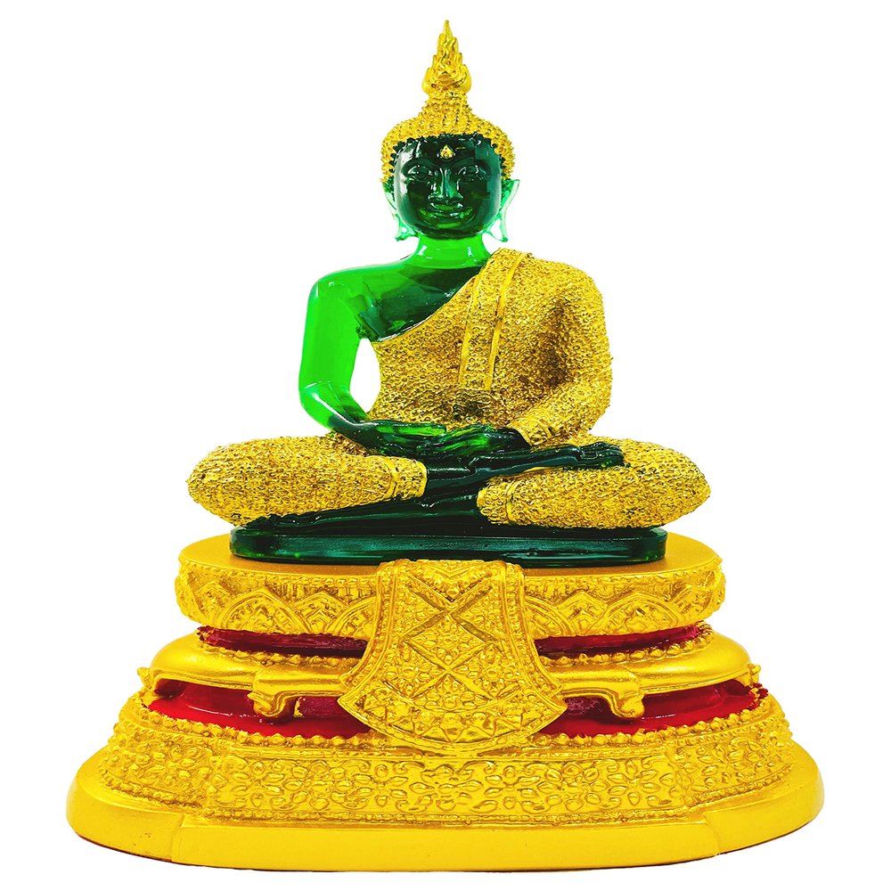 BUDDHO Emerald Buddha Statue Rainy 11" H. Meditation Thai Buddha Statue Room Decor Home Decor Buddha Statue for Home Small Gift Office Gift Sculpture Figurines