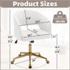 ABET Desk Chair with Wheels, Velvet Home Office Chair, Swivel Armchair Gold Base, Upholstered Modern Accent Chairs, Back Incline Adjustable for Living Room Bedroom Vanity, Off-White Cream view 2