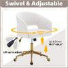 ABET Desk Chair with Wheels, Velvet Home Office Chair, Swivel Armchair Gold Base, Upholstered Modern Accent Chairs, Back Incline Adjustable for Living Room Bedroom Vanity, Off-White Cream view 3