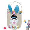 PADELO Easter Basket for Kids, Cute Easter Bucket Stuffers Bags with Bunny Ears for Easter Eggs Hunting, Easter Party Decorations, Candy Gifts Storage, Blue Easter Baskets view 1