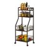 Kitchen Shelf 4-Tier Rolling Kitchen Storage shelf Rolling Utility Cart with Shelves Wire Basket Kitchen Cart Microwave Oven Stand Fruit Vegetable Spice Organizer Rack Kitchen Rack Storage (Color : 1 view 1