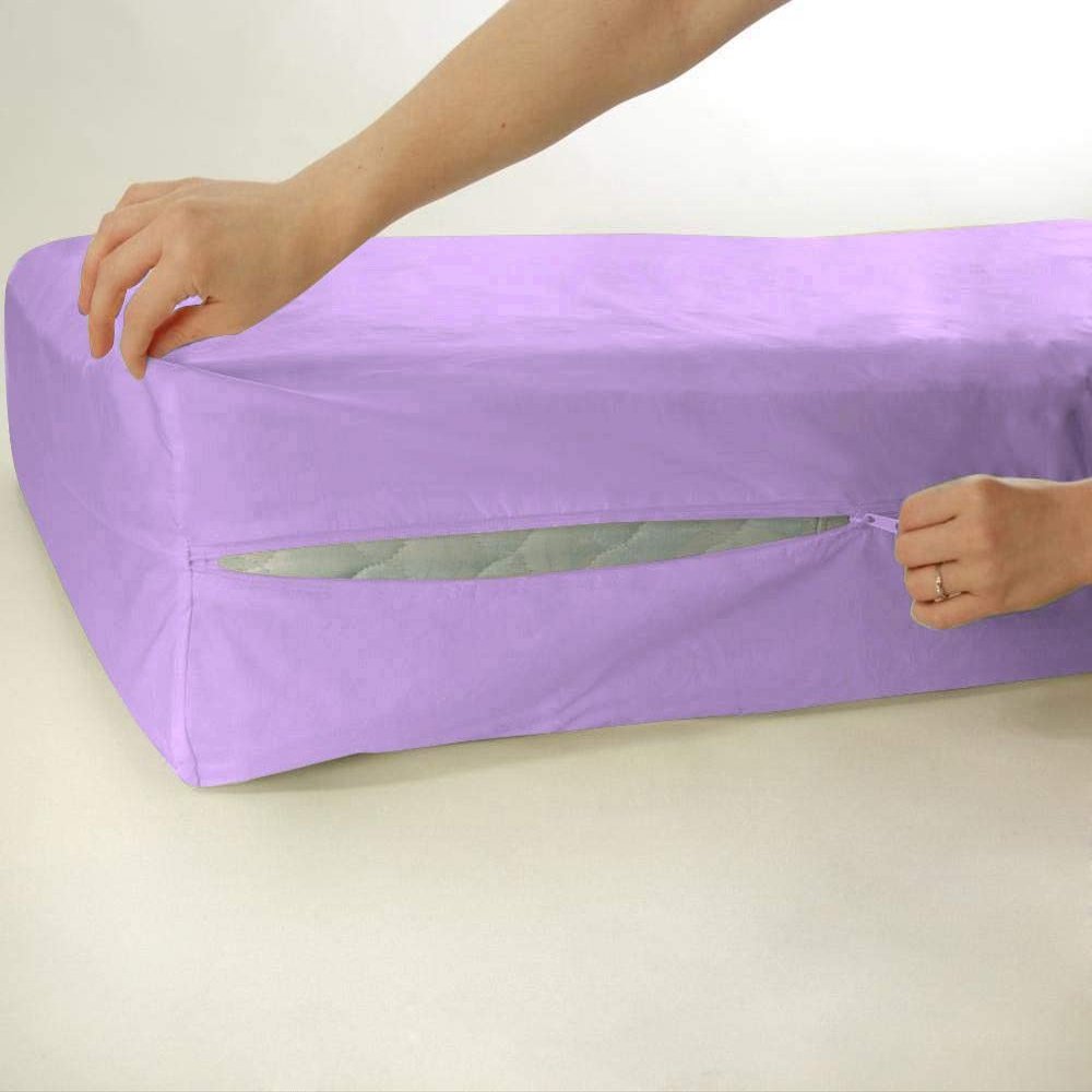 1 Piece Zipper Mattress Cover Only California King Size 18" Pocket Sold Separately 1000 Thread Count 100% Egyptian Cotton, Lilac