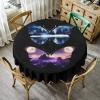 Colorful Butterflies Print Round Tablecloth -Fantasy Forest Lavender Field Butterfly Design Design Waterproof Antiwrinkle Tablecloths,Circular Table Cover,Parties, Weddings, Kitchen Table Cover 70 view 3