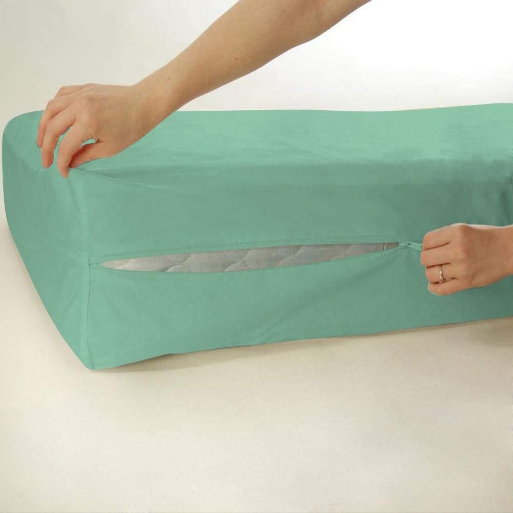 Velosso 1 Piece Zipper Mattress Cover Only Full Size 18" Pocket Sold Separately 1000 Thread Count 100% Egyptian Cotton, Mint
