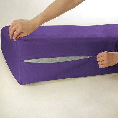 1 Piece Zipper Mattress Cover Only King Size 12" Pocket Sold Separately 1000 Thread Count 100% Egyptian Cotton, Purple