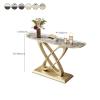KWOKING Modern Console Accent Table Antique Finish Half Moon Console Sofa Table Rock Slab Porch Table Living Room Porch Table Foyer Corridor Cabinet Gold Base Pandora Gold Top 47" L x 12" W x 31" H view 4