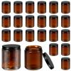 Lallisa 32 Pcs 8 oz Amber Glass Jars with Black Lids Round Glass Cosmetic Jars with Lids Empty Amber Containers Refillable Food Storage Containers for Spice Powder Liquid Sample Makeup view 1