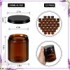 Lallisa 32 Pcs 8 oz Amber Glass Jars with Black Lids Round Glass Cosmetic Jars with Lids Empty Amber Containers Refillable Food Storage Containers for Spice Powder Liquid Sample Makeup view 2