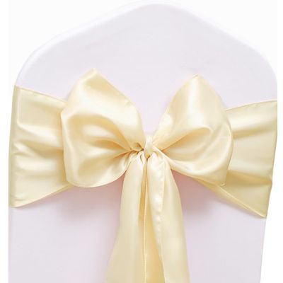 JFDYDM Champagne Chair Sashes 50 Pack, Satin Chair Ribbons for Wedding Party Bridal Shower Birthday Decor, Cream Chair Bows for Hotel Event Decorations (7 x 108 Inch)