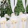 JFDYDM Champagne Chair Sashes 50 Pack, Satin Chair Ribbons for Wedding Party Bridal Shower Birthday Decor, Cream Chair Bows for Hotel Event Decorations (7 x 108 Inch) view 2