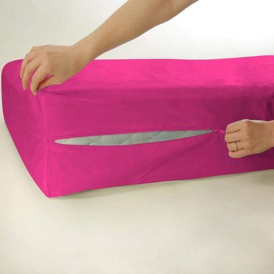 1 Piece Zipper Mattress Cover Only California King Size 15" Pocket Sold Separately 1000 Thread Count 100% Egyptian Cotton, Hot Pink