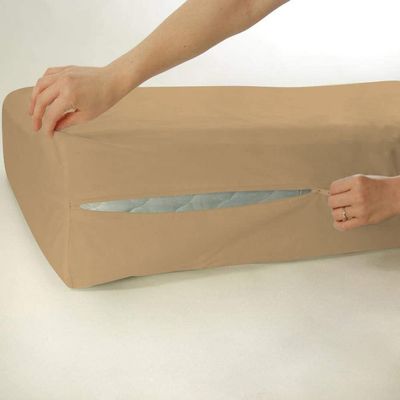1 Piece Zipper Mattress Cover Only California King Size 12" Pocket Sold Separately 1000 Thread Count 100% Egyptian Cotton, Taupe
