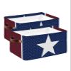 2 Pack Large Storage Baskets Bins 4th of July Collapsible Storage Box Laundry Organizer for Closet Shelf Nursery Kids Bedroom Independence Day White Star Blue Brown Stripes view 1