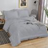 3 Piece Ruffle Box Stitch Comforter Set 100% Natural Cotton Twin/Twin XL(68x90) Size Silver, Durable Plush & Fluffy Quilted Bedding Set 500 GSM Fill Power (1 Comforter + 2 Pillow Shams) view 1