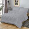 3 Piece Ruffle Box Stitch Comforter Set 100% Natural Cotton Twin/Twin XL(68x90) Size Silver, Durable Plush & Fluffy Quilted Bedding Set 500 GSM Fill Power (1 Comforter + 2 Pillow Shams) view 3