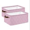 2 Pack Large Storage Baskets Bins Pink Geometric Collapsible Storage Box Laundry Organizer for Closet Shelf Nursery Kids Bedroom Modern White Wave Abstract Aesthetics view 1