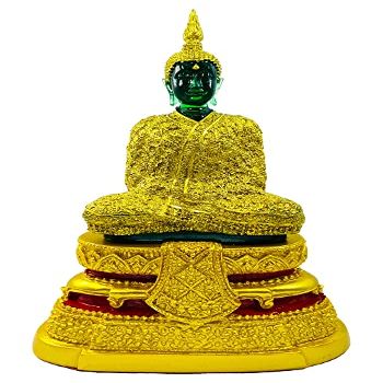 BUDDHO Emerald Buddha Statue Meditating Seated 11" H. Thai Buddha Statue Room Decor Home Decor Buddha Statue for Home Small Gift Office Gift Sculpture Figurines (Winter)