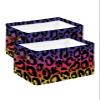 2 Pack Large Storage Baskets Bins Rainbow Ombre Leopard Collapsible Storage Box Laundry Organizer for Closet Shelf Nursery Kids Bedroom Modern Cheetah Abstract Art Aesthetics view 1