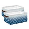 2 Pack Large Storage Baskets Bins Navy Blue White Ombre Morocco Pattern Collapsible Storage Box Laundry Organizer for Closet Shelf Nursery Kids Bedroom Modern Moroccan Geometric view 1
