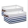 2 Pack Large Storage Baskets Bins Navy Blue Ombre Striped Collapsible Storage Box Laundry Organizer for Closet Shelf Nursery Kids Bedroom Modern Abstract Art Aesthetics view 1