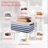 2 Pack Large Storage Baskets Bins Navy Blue Ombre Striped Collapsible Storage Box Laundry Organizer for Closet Shelf Nursery Kids Bedroom Modern Abstract Art Aesthetics view 2