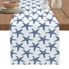 Ldtrchee Navy Blue Beach Starfish Table Runner 72 Inches, Summer Ocean Nautical Coastal Bed Runner Dresser Scarves Tabletop for Indoor Outdoor Parties/Ceremony/Banquet, 14" x 72" view 1