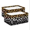 2 Pack Large Storage Baskets Bins Yellow Grey Ombre Leopard Collapsible Storage Box Laundry Organizer for Closet Shelf Nursery Kids Bedroom Modern Cheetah Abstract Art Aesthetics view 1