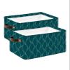 2 Pack Large Storage Baskets Bins Turquoise Geometric Collapsible Storage Box Laundry Organizer for Closet Shelf Nursery Kids Bedroom Modern White Wave Abstract Aesthetics view 1