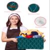 2 Pack Large Storage Baskets Bins Turquoise Geometric Collapsible Storage Box Laundry Organizer for Closet Shelf Nursery Kids Bedroom Modern White Wave Abstract Aesthetics view 4