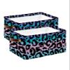 2 Pack Large Storage Baskets Bins Teal Pink Ombre Leopard Collapsible Storage Box Laundry Organizer for Closet Shelf Nursery Kids Bedroom Modern Cheetah Abstract Art Aesthetics view 1