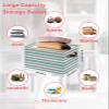 2 Pack Large Storage Baskets Bins Teal Grey Striped Collapsible Storage Box Laundry Organizer for Closet Shelf Nursery Kids Bedroom Modern White Abstract Art Aesthetics view 2