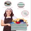 2 Pack Large Storage Baskets Bins Teal Grey Striped Collapsible Storage Box Laundry Organizer for Closet Shelf Nursery Kids Bedroom Modern White Abstract Art Aesthetics view 4