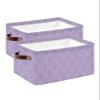 2 Pack Large Storage Baskets Bins Purple Geometric Collapsible Storage Box Laundry Organizer for Closet Shelf Nursery Kids Bedroom Modern White Wave Abstract Aesthetics view 1