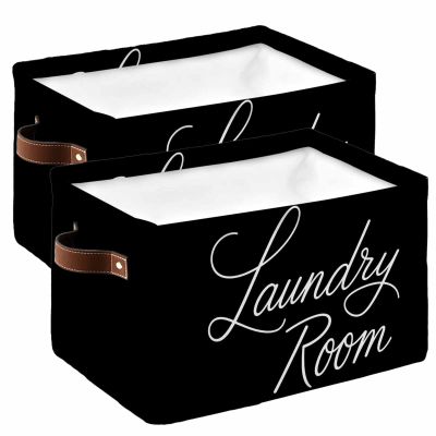 2 Pack Large Storage Baskets Bins Laundry Room Collapsible Storage Box Laundry Organizer for Closet Shelf Nursery Kids Bedroom Black Modern Abstract Art Aesthetics