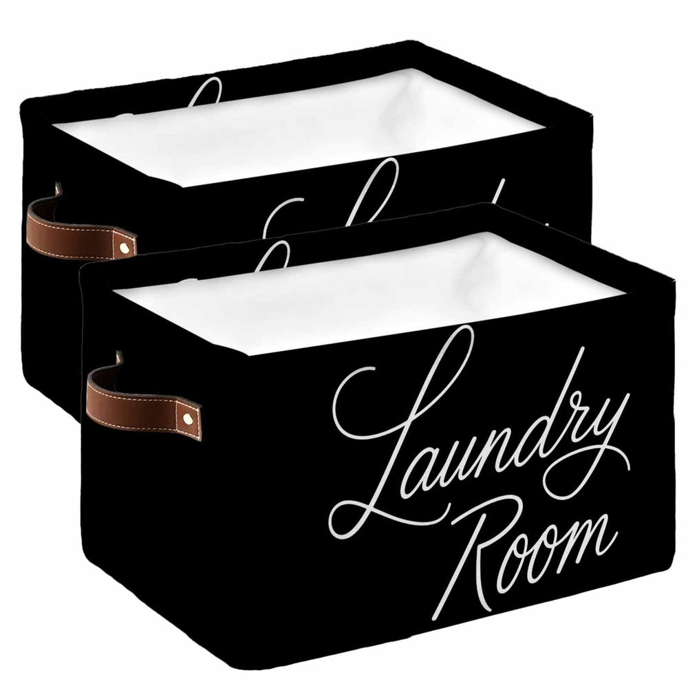 2 Pack Large Storage Baskets Bins Laundry Room Collapsible Storage Box Laundry Organizer for Closet Shelf Nursery Kids Bedroom Black Modern Abstract Art Aesthetics