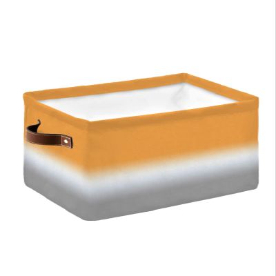 1 Pack Large Storage Baskets Bins Orange White Grey Ombre Collapsible Storage Box Laundry Organizer for Closet Shelf Nursery Kids Bedroom Modern Abstract Aesthetics