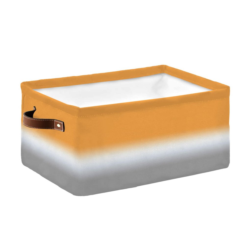 1 Pack Large Storage Baskets Bins Orange White Grey Ombre Collapsible Storage Box Laundry Organizer for Closet Shelf Nursery Kids Bedroom Modern Abstract Aesthetics