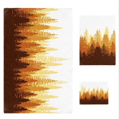 Abstract Forest Orange Bath Towels for Bathroom Set - Luxury Microfiber Towels Gifts for Women,Quick Dry Beach Kitchen Hand Hair Face Towel Dish Washcloth,Modern Gradient Aesthetics Colors Towels+Set