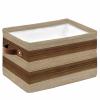 1 Pack Large Storage Baskets Bins Brown Beige Wood Collapsible Storage Box Laundry Organizer for Closet Shelf Nursery Kids Bedroom Farmhouse Retro Wooden Grain view 1