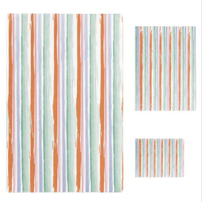 Abstract Orange Bath Towels for Bathroom Set - Luxury Microfiber Towels Gifts for Women,Quick Dry Beach Kitchen Hand Hair Face Towel and Dish Washcloth,Geometric Striped Ombre Green Gym Towels+Set