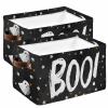 2 Pack Large Storage Baskets Bins Halloween Boo Collapsible Storage Box Laundry Organizer for Closet Shelf Nursery Kids Bedroom White Orange Star Polka Dots Ghost Black view 1
