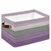 1 Pack Large Storage Baskets Bins Purple Grey Ombre Collapsible Storage Box Laundry Organizer for Closet Shelf Nursery Kids Bedroom Farmhouse Wooden Striped Abstract Aesthetics view 1