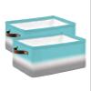 2 Pack Large Storage Baskets Bins Teal White Grey Ombre Collapsible Storage Box Laundry Organizer for Closet Shelf Nursery Kids Bedroom Blue Modern Abstract Aesthetics view 1