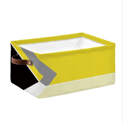 1 Pack Large Storage Baskets Bins Yellow Geometric Collapsible Storage Box Laundry Organizer for Closet Shelf Nursery Kids Bedroom Black White Gray Modern Abstract Art Aesthetics