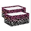 2 Pack Large Storage Baskets Bins Pink Gray Ombre Leopard Collapsible Storage Box Laundry Organizer for Closet Shelf Nursery Kids Bedroom Modern Cheetah Abstract Art Aesthetics view 1