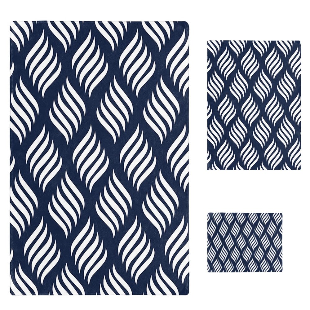 Abstract Navy Blue Bath Towels for Bathroom Set - Luxury Microfiber Towels Gifts for Women,Quick Dry Beach Kitchen Hand Hair Face Towel Dish Washcloth,Modern Minimalistic Geometric Stripes Towels+Set