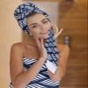 Abstract Navy Blue Bath Towels for Bathroom Set - Luxury Microfiber Towels Gifts for Women,Quick Dry Beach Kitchen Hand Hair Face Towel Dish Washcloth,Modern Minimalistic Geometric Stripes Towels+Set view 4